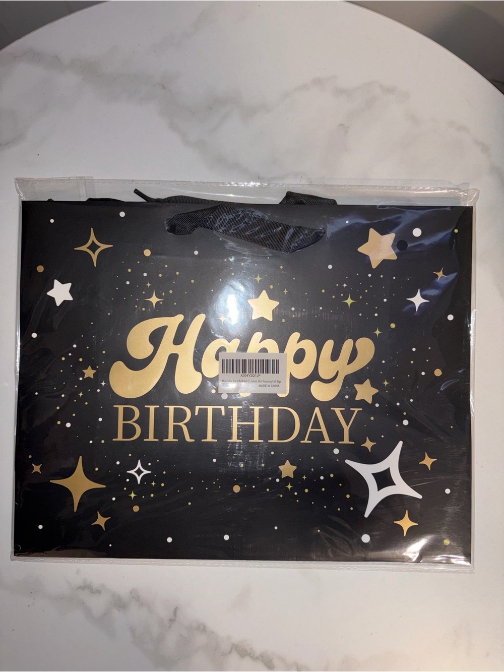 Happy Birthday Gold & Black Gift Bag